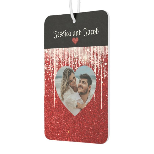 Cute Couple Name and Photo Air Freshener (Left)