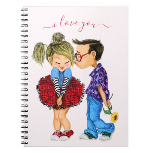 Cute Couple Notebook with Text _ I Love You