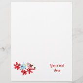 Cute couple of birds red flowers custom letterhead (Front)