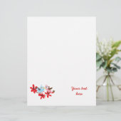 Cute couple of birds red flowers custom letterhead (Standing Front)