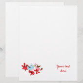 Cute couple of birds red flowers custom letterhead (Front/Back)