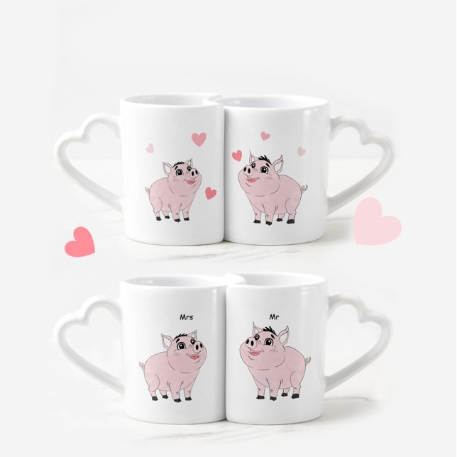 Cute couple of pink piggy coffee mug set (Creator Uploaded)