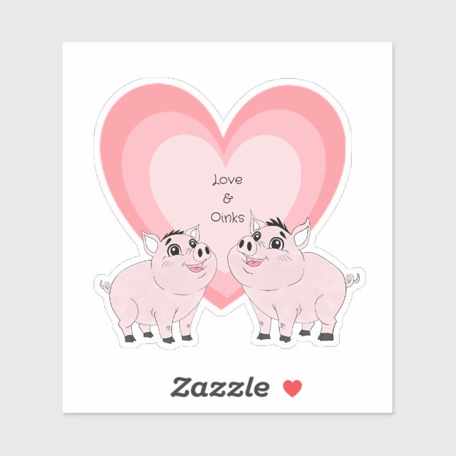 Cute couple of pink piggy sticker (Sheet)