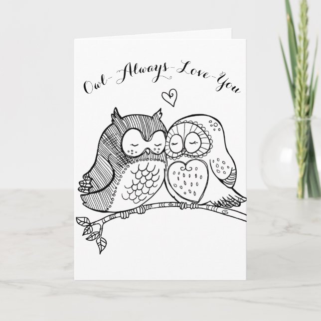 Cute Couple Owl Always Love You Card (Front)