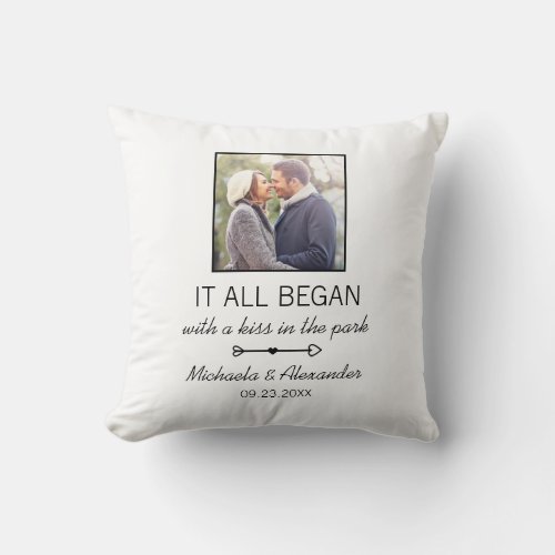 Cute Couple Photo Where It All Began Quote Throw Pillow