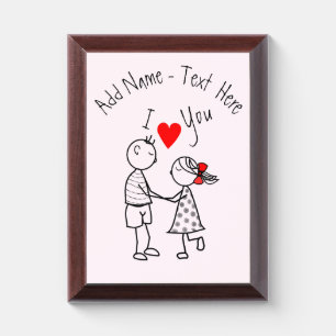Cute Couple Plaque Custom Name Text - I Love You