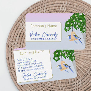 Cute Couple Playful Parrots Banner Counselor Business Card