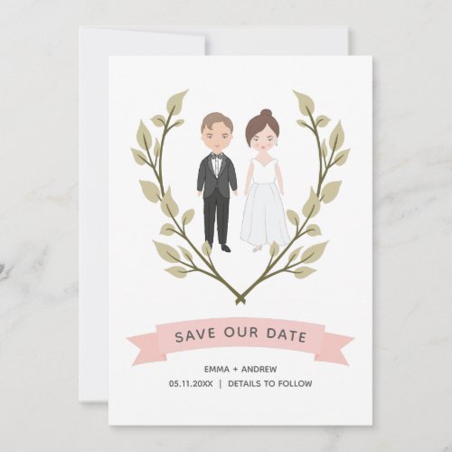 Cute Couple Portrait Modern Save the Date Card