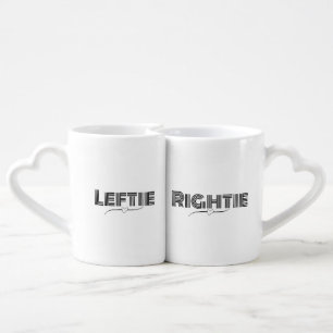 Cute Couple Rightie Leftie Script Simple Coffee Mug Set