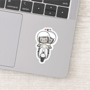 Cute Couple Scooter Trip   Romantic Travel Love  Sticker