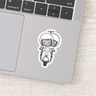 Cute Couple Scooter Trip | Romantic Travel Love  Sticker