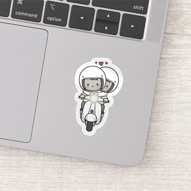 Cute Couple Scooter Trip | Romantic Travel Love  Sticker (Detail)
