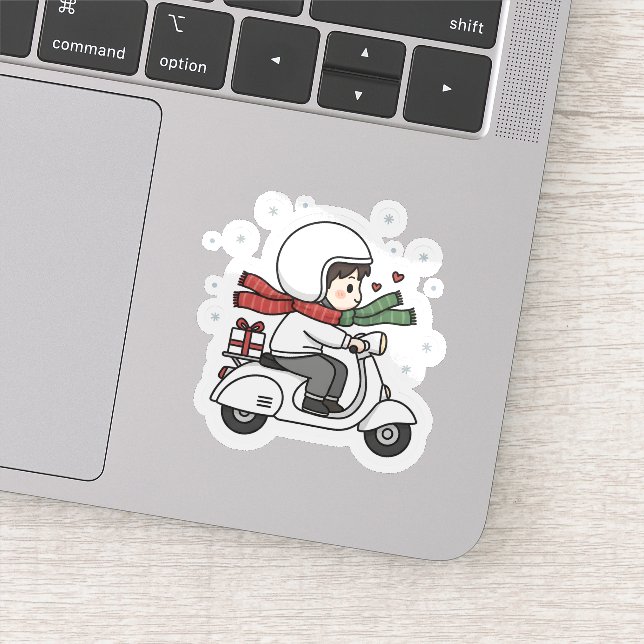 Cute Couple Scooter Trip | Romantic Travel Love Sticker (Detail)