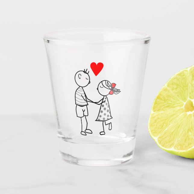 Cute Couple Shot Glass (Front)