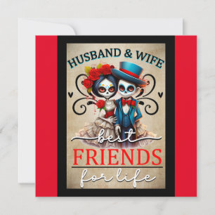 Cute Couple Sugar Skull Holiday Card