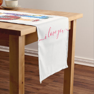 Cute Couple Table Runner with Text - Customizable