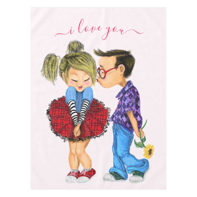 Cute Couple Tablecloth - I Love You (Front)