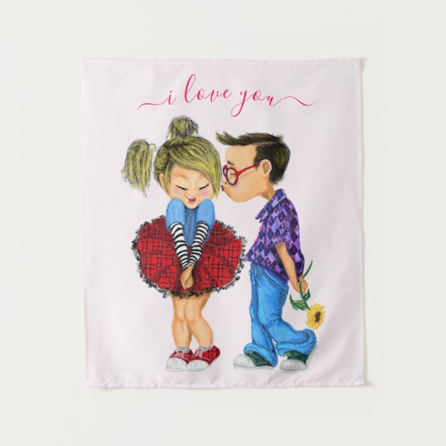 Cute Couple Tapestry - I Love You (Front)
