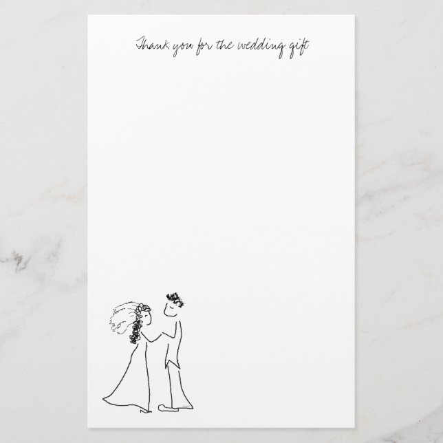 Cute Couple Thank You Note Paper (Front)