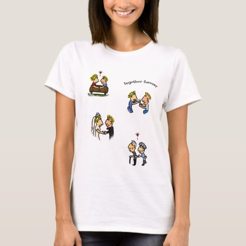 Cute Couple Together Forever Lovely Cartoon Epic T_Shirt