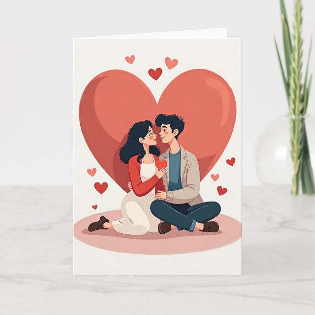 Cute Couple True Love Heart Card (Front)