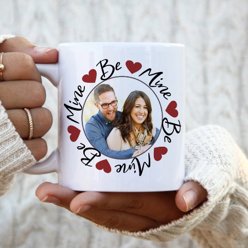 Cute Couple Valentines Day Be Mine Photo Two_Tone Coffee Mug