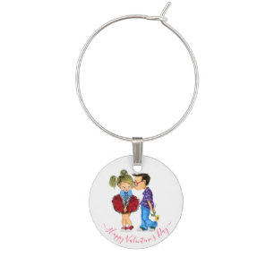 Cute Couple Valentine's Day Wine Charms