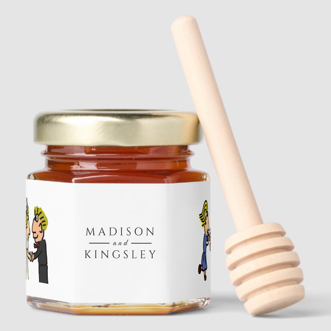 Cute Couple Wedding 🍯 Honey Jar Favors (Front)