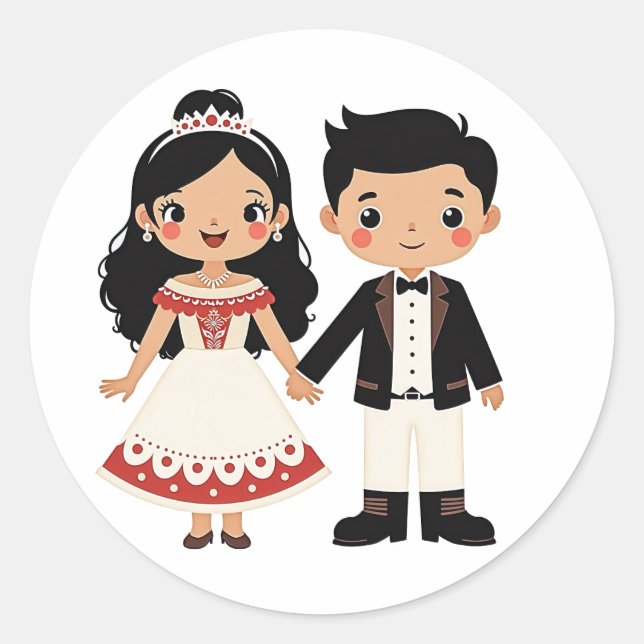 Cute Couple Wedding Stickers (Front)