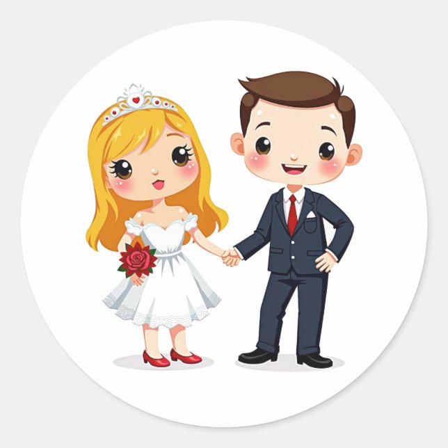 Cute Couple Wedding Stickers (Front)