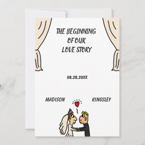 Cute Couple Wedding Story Beginning New Epic Invitation