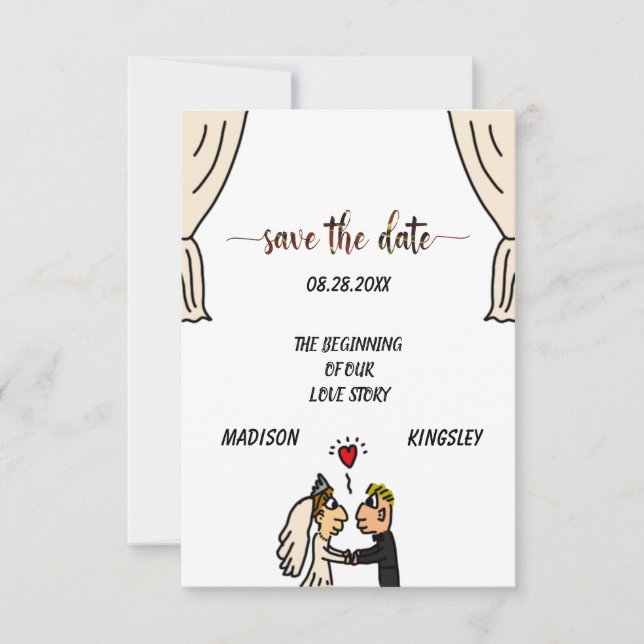 Cute Couple Wedding Story Beginning New Epic Save The Date (Front)