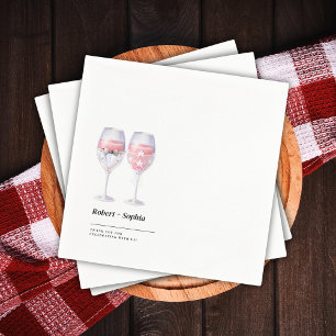 Cute Couple Wedding Wine Glass White Minimalist Napkins