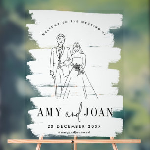Cute Couple White Minimalist Wedding Acrylic Sign