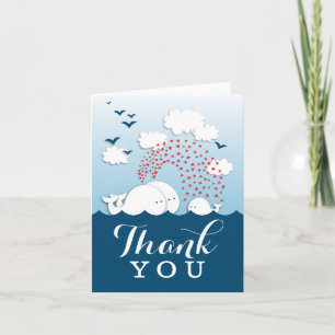 Cute Couple White Whales Thank You Note Card