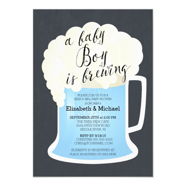 Cute Couples Boys Baby Shower Baby Brewing Invitation