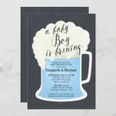 Cute Couples Boys Baby Shower Baby Brewing Invitation (Front/Back)