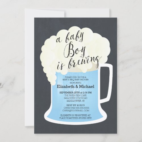 Cute Couples Boys Baby Shower Baby Brewing Invitation