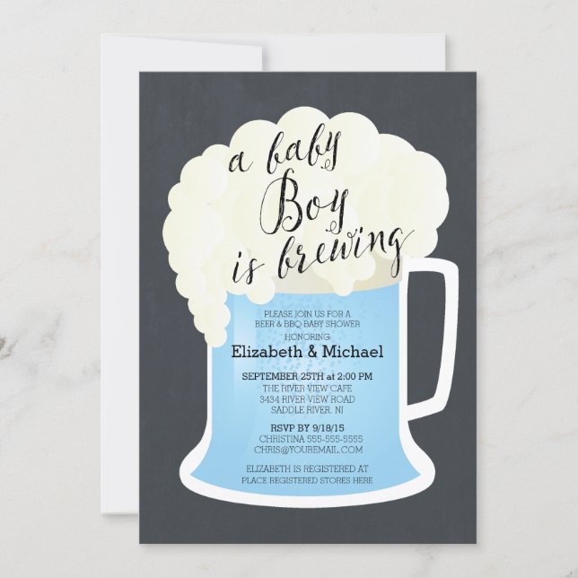 Cute Couples Boys Baby Shower Baby Brewing Invitation (Front)