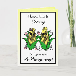 Cute Couple's Corn Pun Flirty Romantic Card