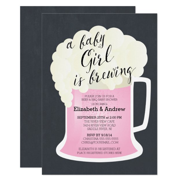 Cute Couples Girls Baby Shower Baby Brewing Invitation