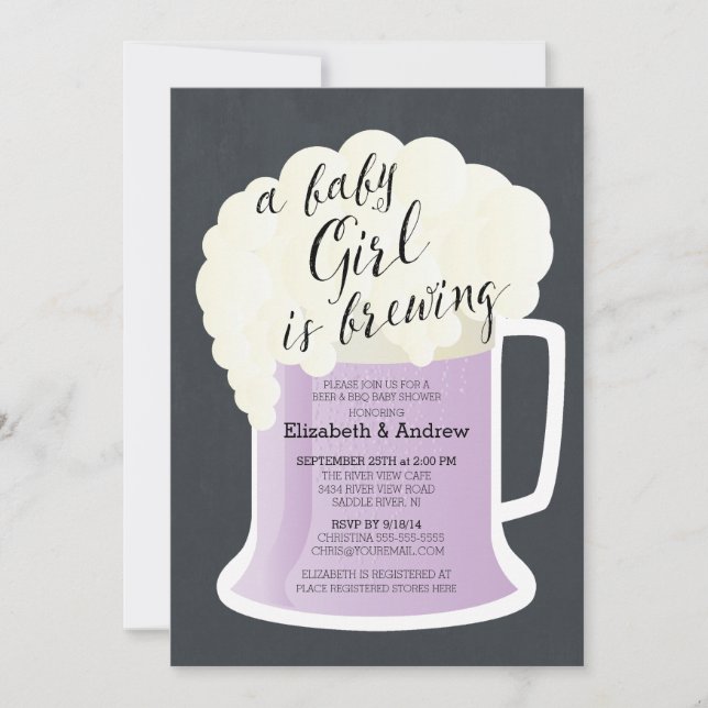 Cute Couples Girls Baby Shower Baby Brewing Invitation (Front)
