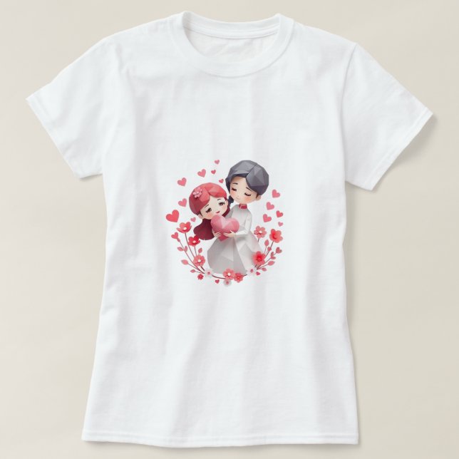 cute couples happy valentine's day gift T-Shirt (Design Front)