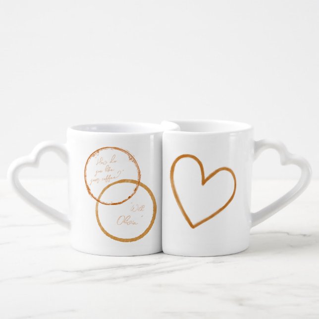 Cute Couples Minimalist Romantic  Coffee Mug Set (Front Nesting)