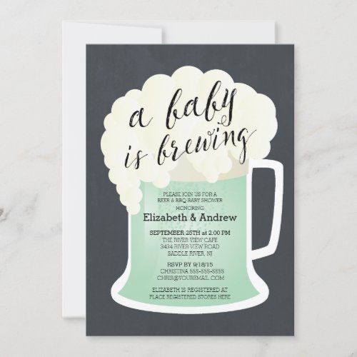 Cute Couples Neutral Baby Shower Baby Brewing Invitation