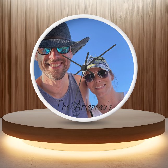  Cute Couple's Photo  Clock (Elegant  ,Wall photo clock, add your names, Lasting Keepsake)