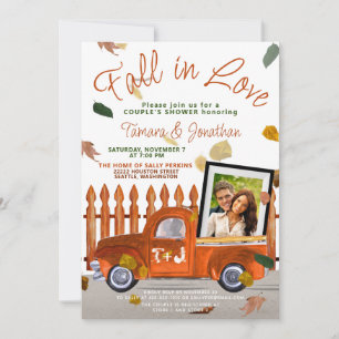 Cute Couple's Shower Fall In Love Photo Bridal Invitation