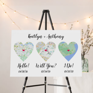 Cute Couple's Special Dates Wedding Foam Board