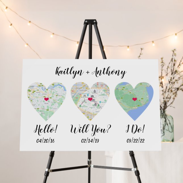 Cute Couple's Special Dates Wedding Foam Board (In Situ (Stand))