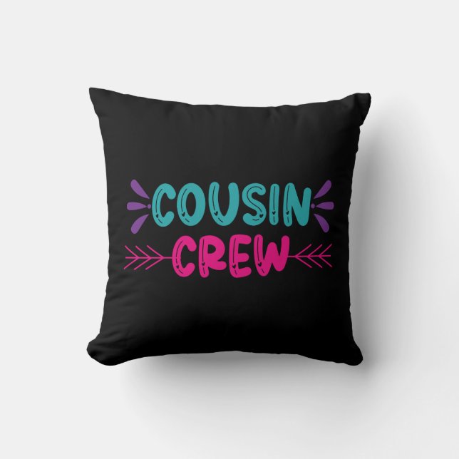 Cute Cousin Crew Throw Pillow (Front)